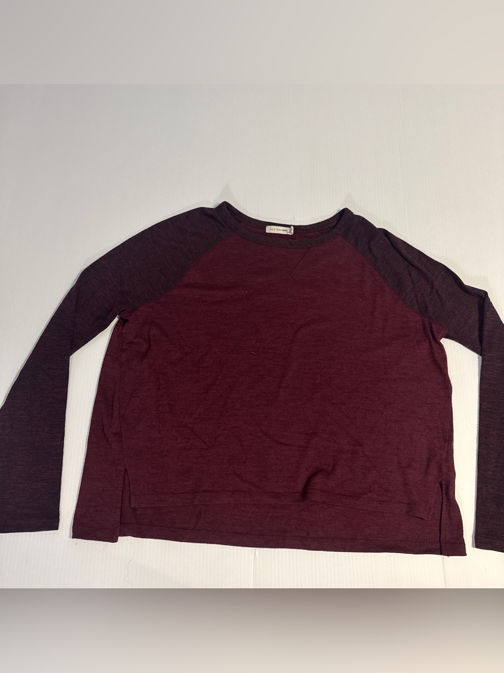 Rag & Bone JEAN Burgundy Colorblock Raglan Long Sleeve Top M Indie Sleaze